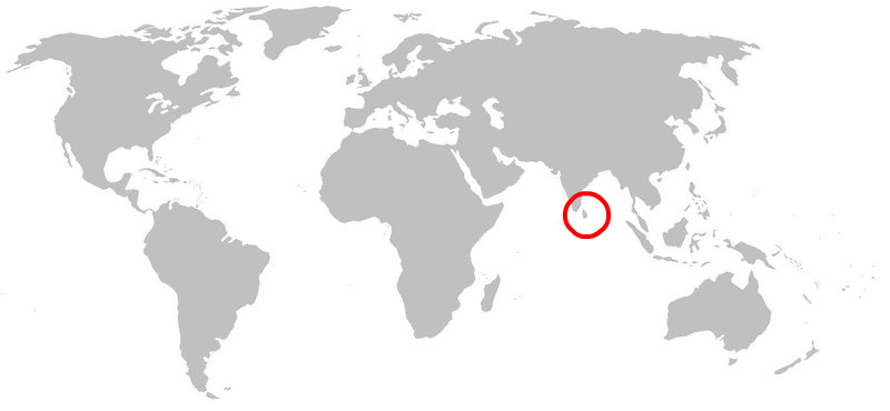 Location and size of Sri Lanka