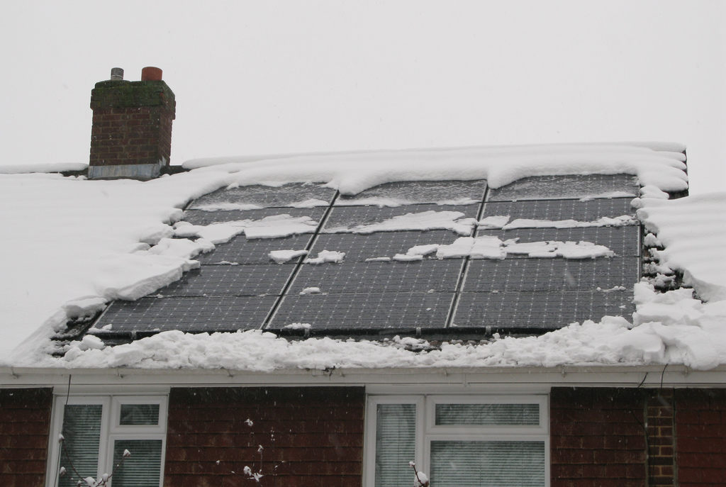 Snow on solar panels