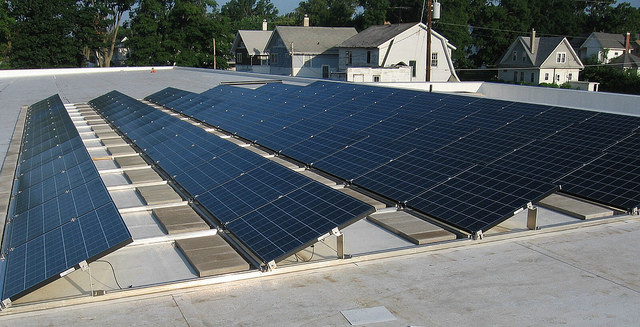 solar panels on flat roof