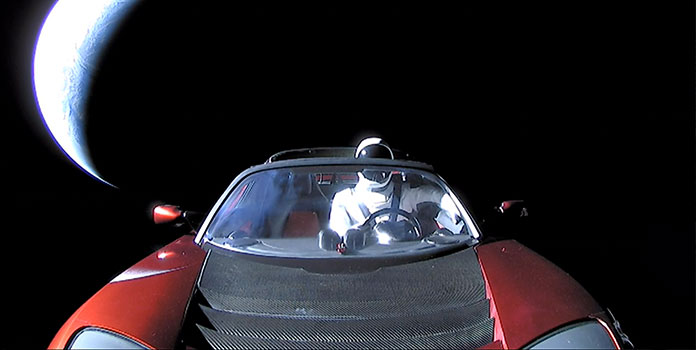 tesla car in space